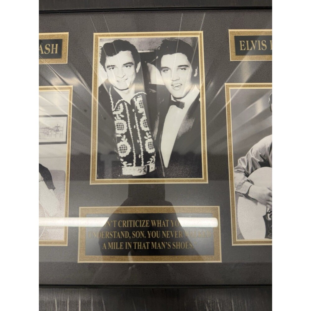 Johnny Cash & Elvis Presley Original Photos Framed Memorabilia Set Art 23 x 15